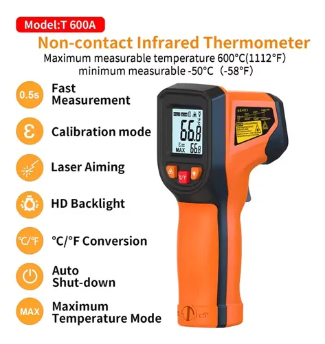 Termometro Digital Infrarrojo Industrial Laser -50° | 600°c