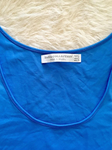 Musculosa Basica Zara Mujer Azul Claro Bretel Ancho