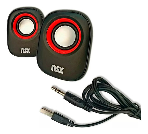 Parlantes Speakers Nsx 2x3w Usb Jack 3.5 Pc Notebook Rojo