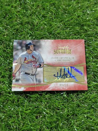 Cv Matt Adams Autógrafo Certificado /10 Topps Supreme Gold