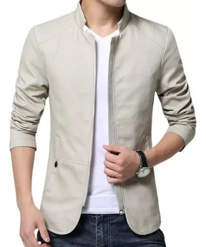 Abrigo Tipo Blazer Informal Algodón Cuello Alto Para Hombre