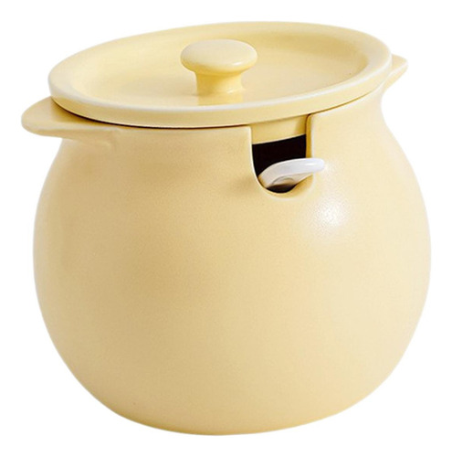 Elegante Juego De Botes De Cerámica Con Cuchara: M Amarillo