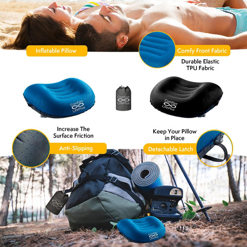 Almohada Inflable Ultraligera Para Viaje Y Camping Verde
