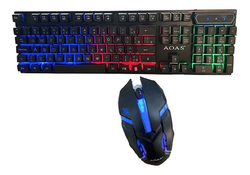 Kit de teclado y mouse gamer Aoas M-300 Inglés de color negro