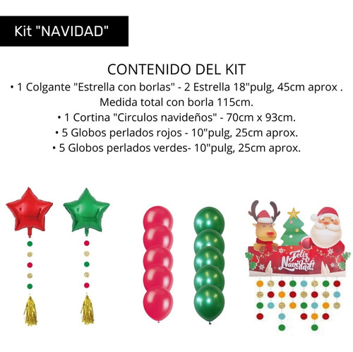 Imagen 4 de 10 de Kit Decoración Navidad Año Nuevo Guirnalda Globos Navideño