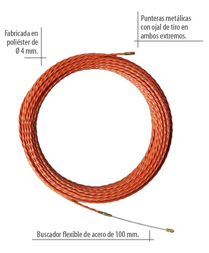 Imagen 2 de 9 de Cinta Pasacable Helicoidal 10m Kalop