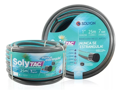 Manguera Solytac Anticolapsado De Riego 1 Pulgada X 25 Mts Color: Negro/Verde