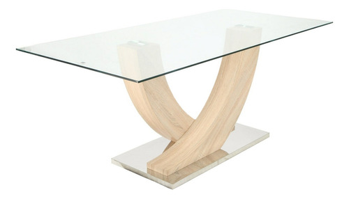 Mesa De Comedor Moderna Madera Vidrio - Duna 180 Natural