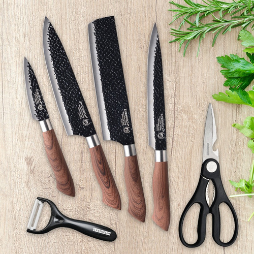 Juego De Cuchillos 6 Pz Cocina Acero Inoxidable Y Pelado
