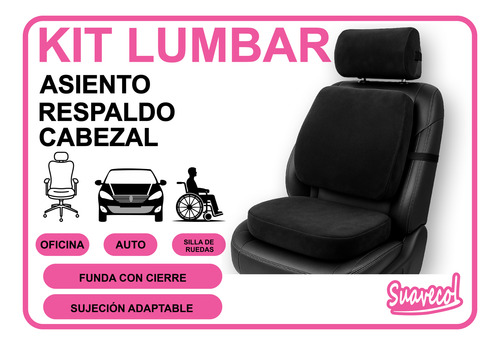 Kit Lumbar Para Auto O Silla De Oficina 3 Piezas Suavecol