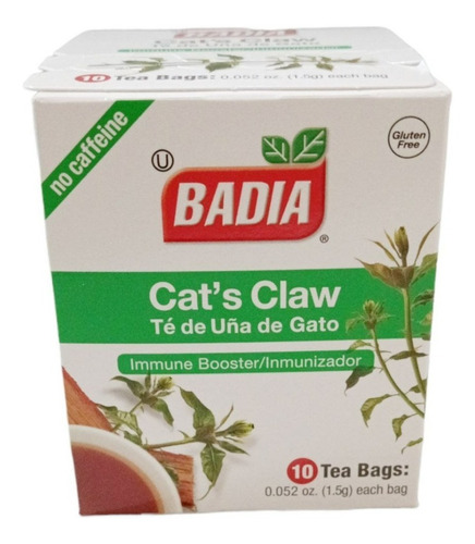 10 Cajas De Té De Uña De Gato Badia 10 Sobres C/u.
