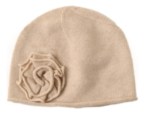 100% Pure Cashmere Beanie Hat For Women, Fashion Soft Rose F
