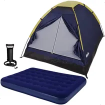Comprar Barraca 3 Pessoas Camping + Colchão Casal E Bomba Manual Cor Kit Camping