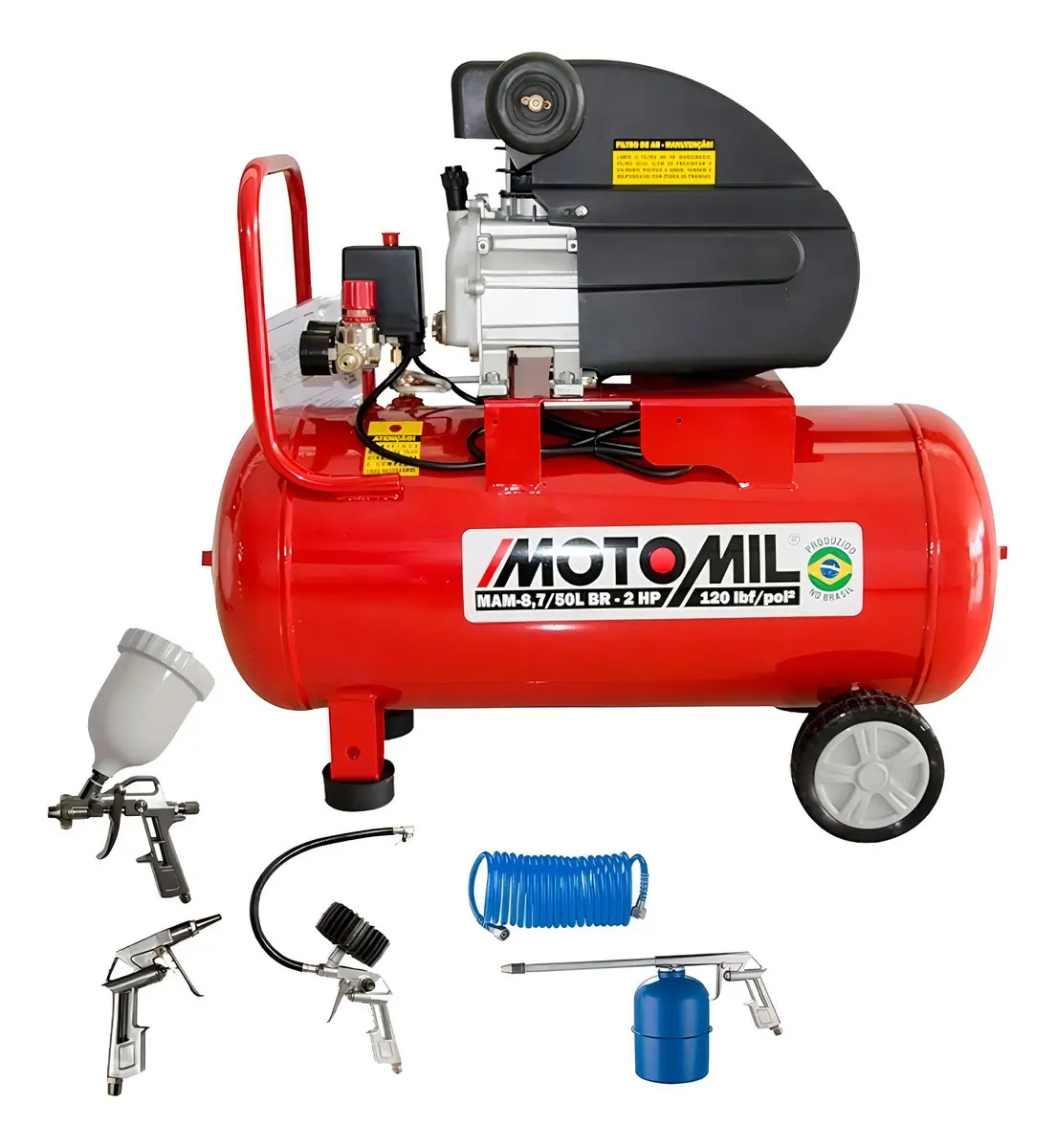 Motocompressor Motomil MAM 50 Litros 2HP com Kit de 5 acessórios