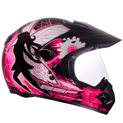 Capacete Moto Ebf Feminino Super Motard Fada Cross Preto