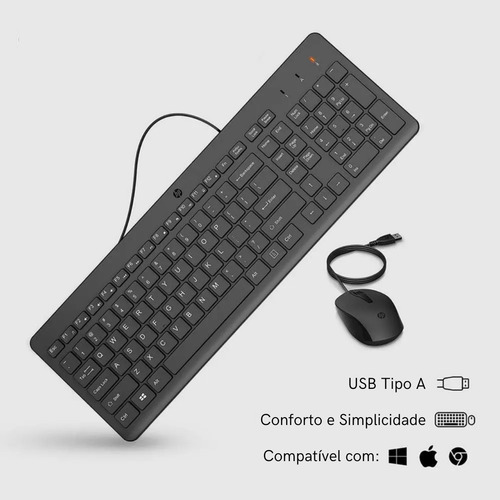 Kit Mouse E Teclado Com Fio 150 Hp