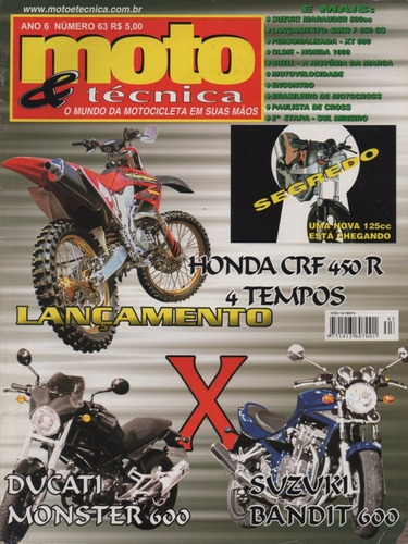 Moto & Técnica N°63 Honda Crf 450r Ducati Monster 600 Bandit