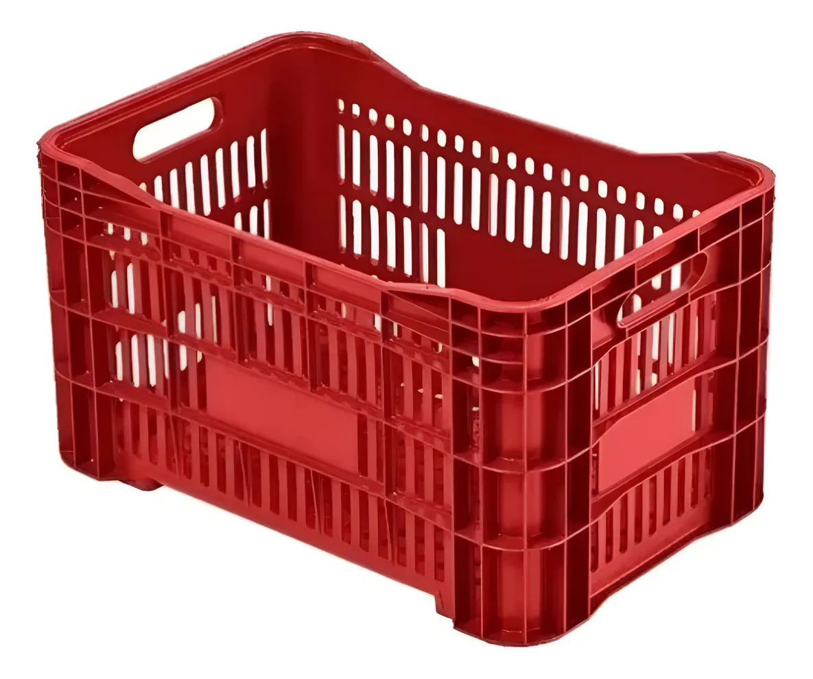 Caixa Plástica Vermelha Empilhavel 52 L Hortifruti Vazada Vermelho