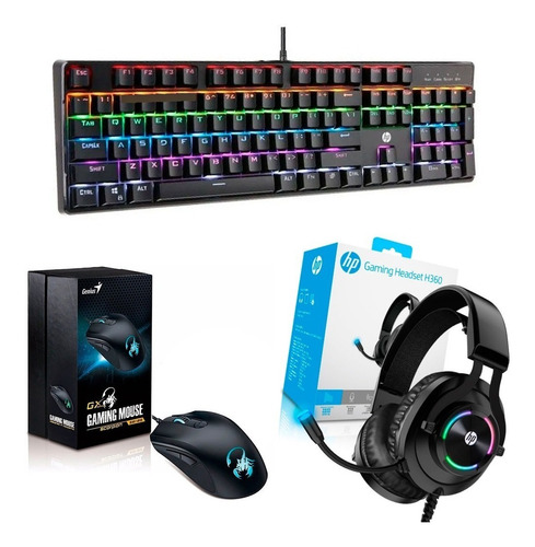 Kit Gamer X3 Teclado Y Auricular Hp + Mouse Genius Gamer