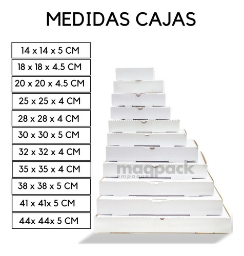 Imagen 7 de 7 de 50 Cajas Pizza 20x20x4.5cms Carton Microcorrugado Blanco