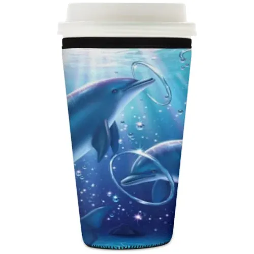 Funda Reutilizable Para Café Helado Ocean Dolphins, Diseño S