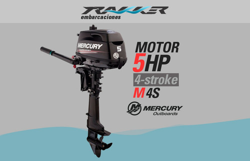 Imagen 2 de 20 de Motor Fuera De Borda Mercury 5 Hp 4 Tiempos M 4s Trakker