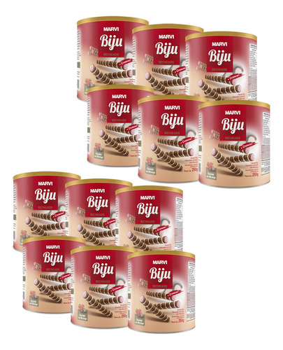 Kit Canudo Biju Recheado Choco Morango Marvi - 3kg