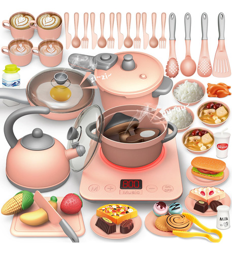Set 61 Accesorios Cocina Infantil 1-3 Años, Placa Inducción.
