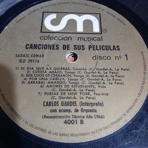 Sin Tapa Disco Carlos Gardel Canciones De Sus Pelicula T0