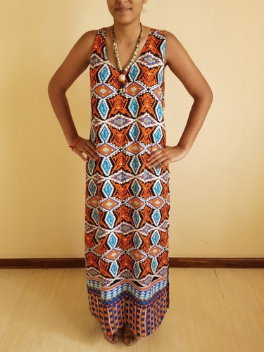 Imagem 1 de 5 de Vestido Feminino Tecido Longo Hilde