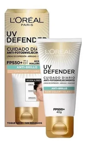 L'oréal Paris protector solar diario UV Defender Anti-Foto envejecimiento Fps50 tono claro 40ml