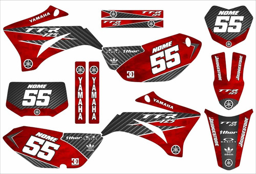 Kit Adesivos Moto De Trilha Ttr 125 Vermelha Cross Ttr04