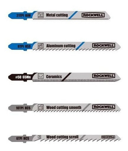 Rockwell Set 10 Hojas T-shank Jigsaw Blade P/sierra Caladora