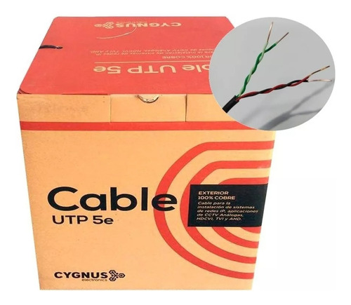 Imagen 1 de 8 de Bobina Cable Utp 2 Pares Cat5e 100%cobre Exterior Cygnus 305