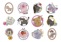 Comprar 24 Matrices P\u002F Maquinas De Bordado Animales Con Molduras