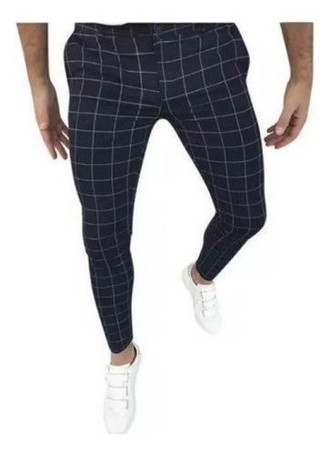 Pantalón De Hombre Slim Fit Con Estampado De Cuadros