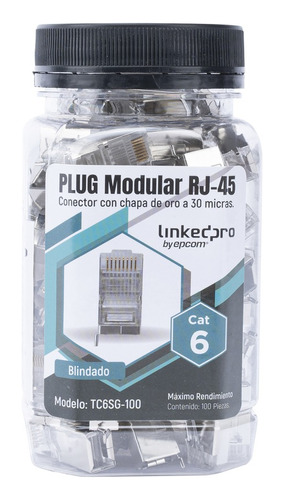 Tarro Con Conector Plug Rj45 Cat6 Blindado Linkedpro