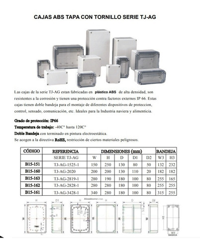 Cajas Abs Serie Tj-ag 280x190x180 Plastico 