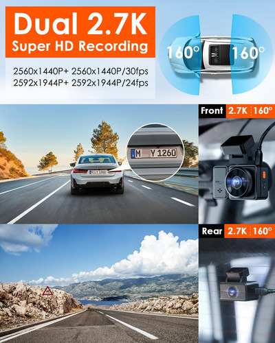 Dash Cam Vantrue E2 Delantera Y Trasera 2.7k + 2.7k Para Coc