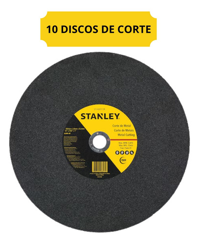 Tronzadora 14 2200w, Amoladora 750w 10 Discos Combo Stanley