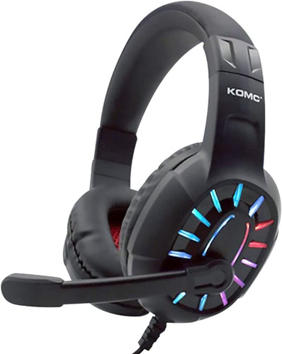 Fone De Ouvido Gamer Usb Com Led - Komc G313 Cor Preto Cor da luz Rainbow