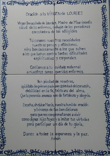 Mural De Ceramica Pint A Mano C/orac V. Lourdes En Oferta