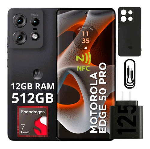 Motorola Moto Edge 50 Pro 5g 12gb Ram 512gb Dual Sim Con Accesorios Cargador Completo Y Funda Nfc Nuevos Qualcomm Snapdragon 7 Gen 3 Octa-core Negro