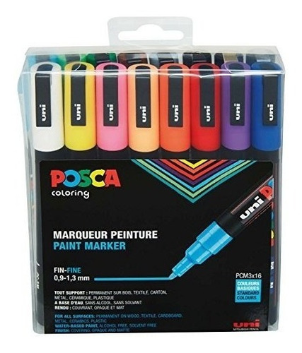 Plumones Posca Punta Media Pc-3m 16 Colores Vibrantes Marcad