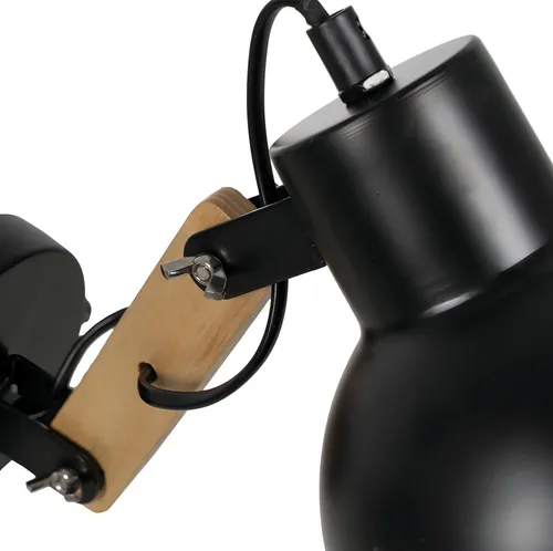 Aplique Spot De Pared Con Madera Estilo Nórdico Estructura Negro