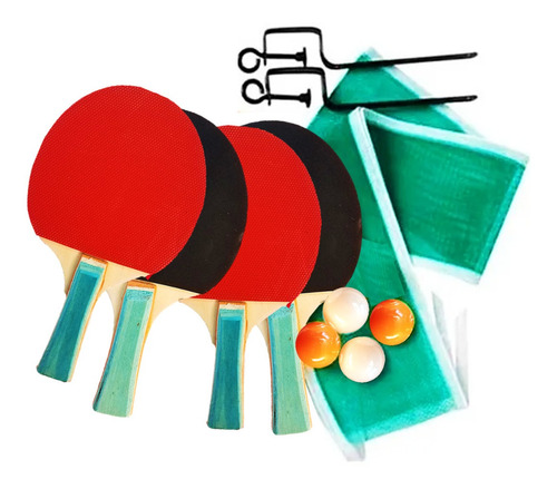 Set Ping Pong 4 Paletas Pelotas Red Soporte Mundo Pre Fd4440