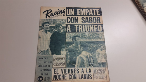 Revista Racing N° 1305 18/9/68 Racing Boca