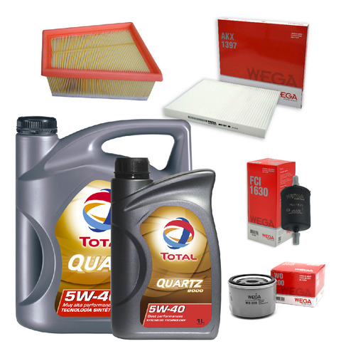 Kit 4 Filtros + 5l Aceite Total 5w40 Renault Duster 1.6