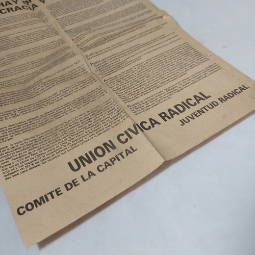 Antiguo Volante Juventud Radical Dictadura Democra Mag 66128 (Usado)