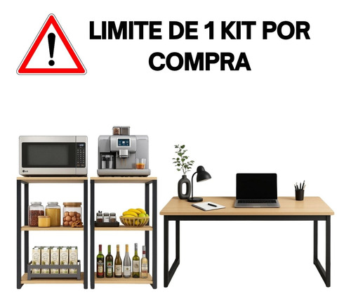 Conjunto Mesa 150cm Com Estante Versátil De 80 Ou 160cm